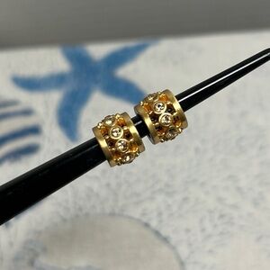Brighton Gold Plated Crystals Spacer Bead Lot of 2 Sparkly Cutout Pattern